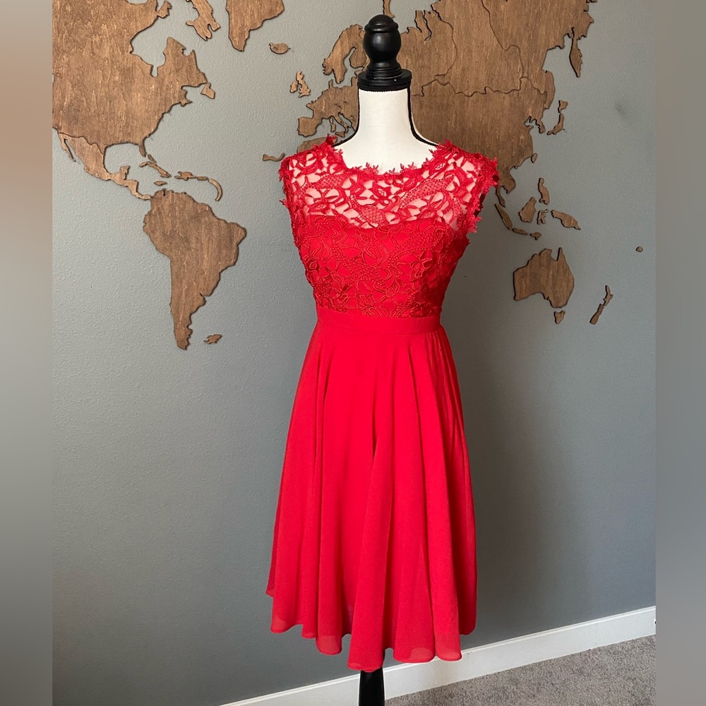 Red Lace Fit & Flare Dress